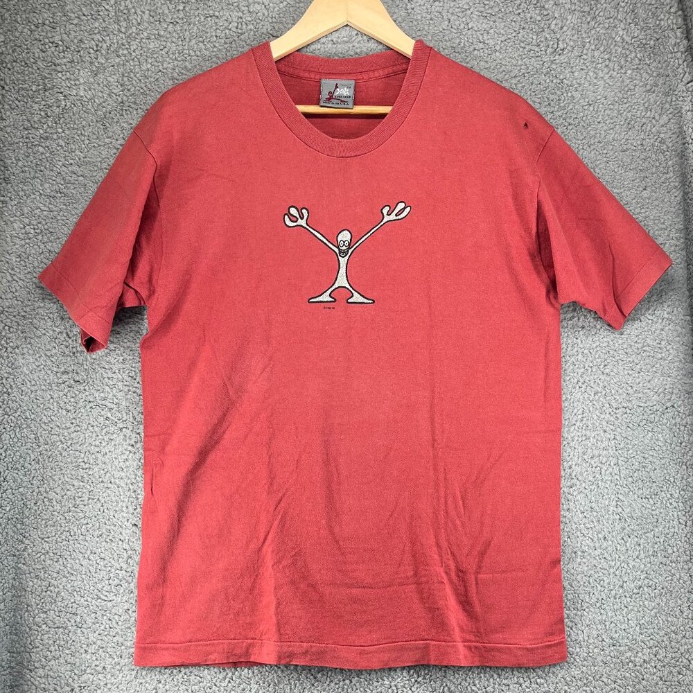 Vintage 1995 Xing Gear Silver Alien T-Shirt Graphic Tee Single Stitch L/XL